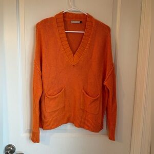 Zaket & Plover Cozy V-Neck Sweater in Vibrant Orange
